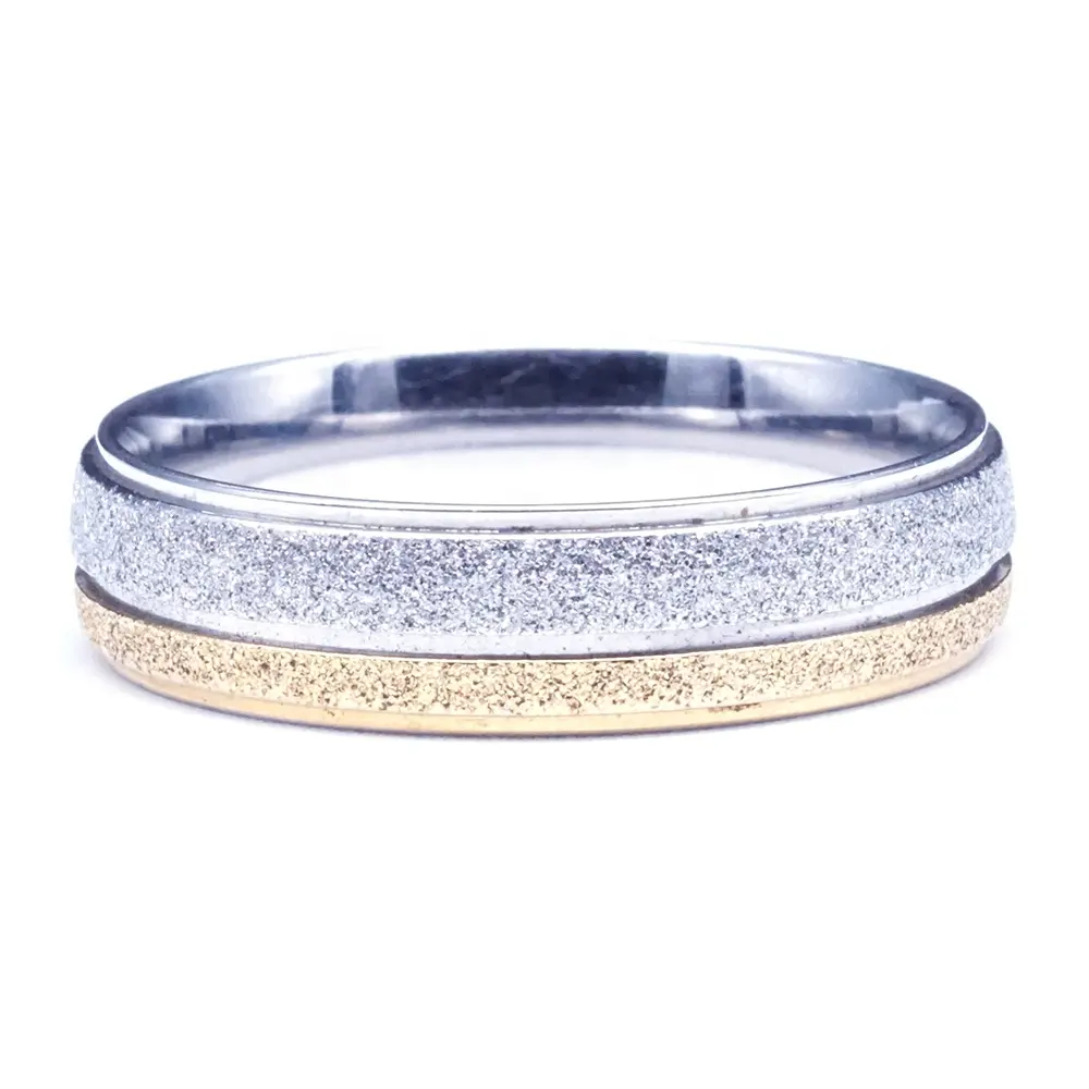 Matting Polishing Gold And Silver Two Color Stainless Steel Ring