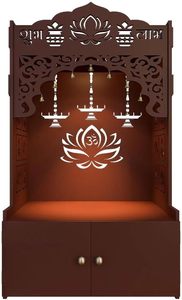 <span class=keywords><strong>Tempio</strong></span> in Legno MDF con Motivo a Loto, Scaffale Spazioso Integrato e Luce di Focalizzazione, Bianco - Vendita all'Ingrosso - Product Image 2