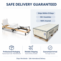 Alat Yoga Pilates Maple Wood Adjustable Durable Lift Folding Reformer dengan Rel Aluminium Alloy, Portable untuk Kebugaran Tubuh dan Latihan Inti