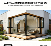 Fenêtre d'angle en aluminium standard australien, baie vitrée double vitrage pour l'habitat de luxe