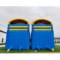 Château gonflable géant commercial à double piste de 30 pieds avec toboggan aquatique et sec en PVC pour enfants