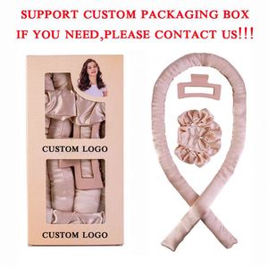 Hot Sale Satin Heatless Hair Curler Soft Sleep Hair <b>Rollers</b> Set No Heat Curling Rod Headband with Scrunchies and Clip - Product Image 5