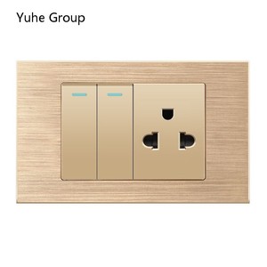 Enchufe de pared de aluminio cepillado gris, sin conexión a tierra, estándar tailandés, con interruptor, puerto USB tipo C para computadora. - Product Image 3