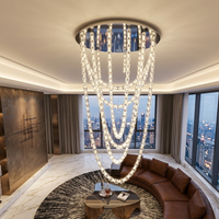 Lustre moderne de luxe en laiton cascade, suspension en forme de U, éclairage à économie d'énergie 2700K blanc chaud doux pour salon