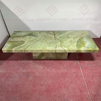 Table basse moderne personnalisée en onyx vert, table centrale pour le salon, table basse rectangulaire en onyx jade