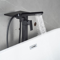 Robinet de baignoire sur pied noir mat à poignée unique avec cartouche céramique