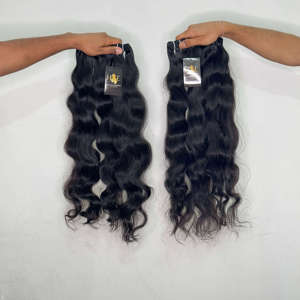 Extensions de cheveux naturels ondulés, cuticules alignées, cheveux vierges indiens non traités, ondulés, en mèches. - Product Image 1