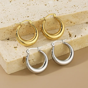 1 Pair of Simple Style Geometric 304 Stainless Steel <b>Hoop</b> <b>Earrings</b> 18K Gold Plated OUTRUN Daily <b>Fashion</b> Accessory - Product Image 5