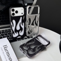 Coque de téléphone d'été en TPU souple et respirant, ajourée, antichoc 3D motif flamme pour iPhone Air 17 16 15 14 13 12 11 Pro Max