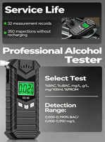 Analyseur d'alcoolémie portable haute précision avec mémoire de 32 tests, testeur d'alcool numérique, éthylotest, détecteur de BAC, alcootest