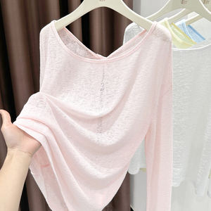 Maglione da <span class=keywords><strong>Donna</strong></span> a Maniche Lunghe in <span class=keywords><strong>Maglia</strong></span> Sottile Intrecciata, Leggero e Ampio, con Base in Rete per Protezione Solare - Product Image 1