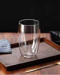 Taza de Vidrio Borosilicato de Doble Pared Resistente al Calor, Apta para Alimentos, Personalizable, para Agua, Café, Leche, con Tapa de Bambú, 350ml 450ml, para Oficina - Product Image 3
