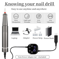 WELLSTRY Nieuwe Aanwinst Touchscreen Design USB Pen Vorm Draagbare Roestvrijstalen Manicure Pedicure E-File Set 40000RPM Nagelboor