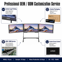 Moniteur portable triple écran AHXJKA 18,5 pouces 1080P IPS, affichage panoramique enveloppant, USB-C, un seul câble, compatible Win/Mac