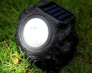 Güneş enerjili veranda LED çim spot su geçirmez reçine imitasyon taş bahçe ışıkları - Product Image 6