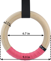 Gymnastic Wooden Gym Rings for Gym with Adjustable Strap and Non-slip Belt