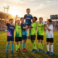 Ensemble de maillots de football personnalisés avec nom et numéro, sublimation, 220 g/m², séchage rapide, uniforme de football pour enfants, maille respirante, vêtements d'équipe sportive