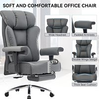 MUCENG 450LBS Chaise de bureau robuste Grande chaise de direction 450LBS Cuir PU Repose-pieds rembourré Accoudoirs lombaires