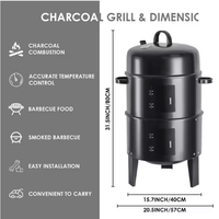Barbecue fumoir pliant 3-en-1 compact et moderne en fer pour fêtes en plein air