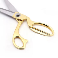 Ciseaux de tailleur professionnels dorés de 9,5 pouces avec lame en acier inoxydable, manche en métal, bord lisse