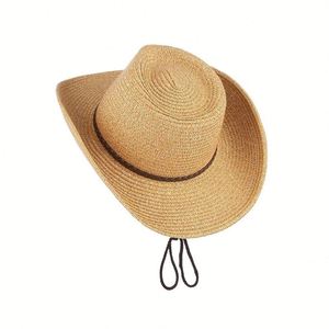 Chapeaux de cow-boy en paille pour femmes et hommes, à large bord, pliables, style western, pour la plage, promotion, cadeau - Product Image 2