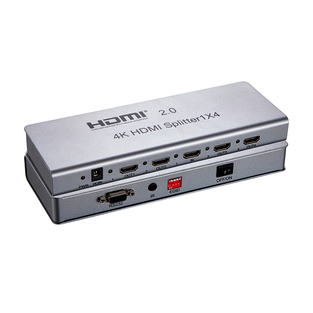 SENYE 4KX2K 60HZ HDTV Splitter 1x4 Scaler Output 4 Port 2.0V Audio Video 4 Way Splitters EDID Management
