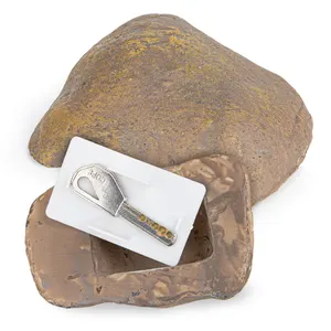 新钥匙盒户外花园岩石隐藏在石头安全保险箱中