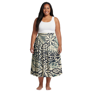 Excelente Vestido Midi con Estampado Floral Personalizado, Estilo Polinesio, Cintura Alta, Falda <span class=keywords><strong>Aloha</strong></span> para Mujer, Faldas Samoanas para Mujer - Product Image 6