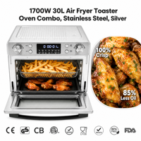 Four à convection numérique multifonctionnel 1700W 30L en acier inoxydable, combinaison friteuse à air et four grille-pain pour cuisine domestique