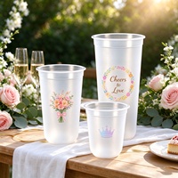 Gobelets en plastique PP rigides en forme de U, transparents givrés, jetables, avec couvercle, pour smoothies, jus de fruits, sodas, mariages, avec logo personnalisé, 12oz, 16oz, 24oz
