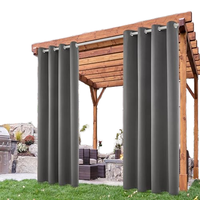 Rideau d'extérieur en polyester imperméable et personnalisable à motif uni, avec œillets métalliques antirouille pour patio et jardin, occultation totale de la lumière