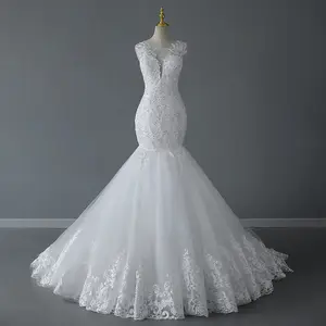 2023 nuove Appliques di lusso con scollo a V che borda abiti da sposa a sirena con scollo a V senza schienale