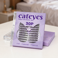 Cils artificiels Deborah Original Design Viral 30D effet œil de chat, noirs, en coton, volume bouclé, faciles à poser pour débutantes, personnalisables