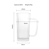 Gobelet à café en verre carré à rayures verticales transparentes et nervurées tasse à thé au jus de fruit