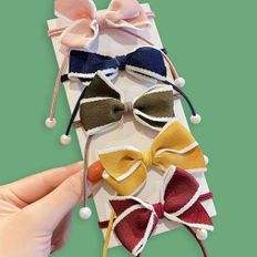 สายรัดผมแบบริบบิ้นสีสวยสำหรับเด็ก5 PTS สายรัดผมสไตล์หวานปลอกคอยางกำจัด - Product Image 1