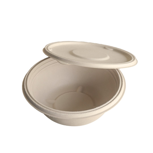 Round 1000mL Compostable <b>Takeaway</b> <b>Container</b> with Lid Leakproof Eco Friendly Sugarcane Fiber Food Bowl Disposable Packaging - Product Image 2