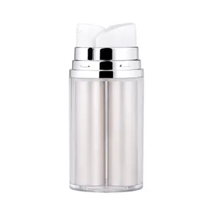 Recycled cosmetic packaging dual chamber acrylic airless bottle