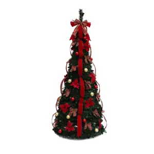 5ft-6ft PVC Ribbons Collapsible Spiral Artificial Pop-Up Christmas Tree Prelit Supplies