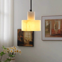 Lampe LED de chevet en cuivre léger et moderne Lustre en albâtre pour chambre à coucher, couloir, salon