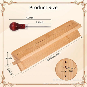 Herramienta de encuadernación de madera de bambú con orificios para encuadernación de documentos de papel, juego de encuadernación de libros - Product Image 2