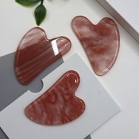 Tabla de Gua Sha en Forma de Corazón Rojo Sandía para Masaje de Meridianos Corporales, Universal, de Belleza, con Entrega Directa de Fábrica