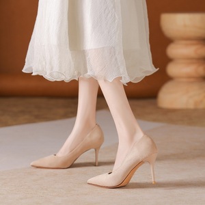 6681C <b>Suede</b> Stiletto <b>Heels</b> Pointed Toe High <b>Heel</b> D'Orsay Pumps For Office Women Fashion Trend - Product Image 1