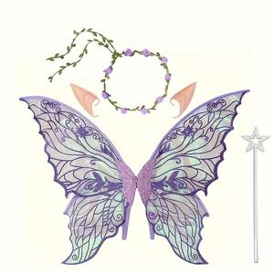 Haute qualité 4 pièces Halloween filles <span class=keywords><strong>ange</strong></span> aile papillon fée robe Costume enfants <span class=keywords><strong>elfe</strong></span> Cosplay ensemble bandeau magique fête décorations - Product Image 2