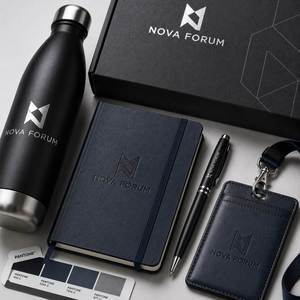 Set de Regalo Personalizado con Logotipo: Altavoz para Conferencias, Botella Grabada, Cuaderno Premium, Bolígrafo Metálico, Porta Tarjetas y Caja de Regalo - Product Image 4