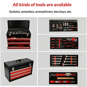Coffret à outils en métal 108 pièces avec 3 tiroirs, plateau en mousse EVA, jeu de clés à douilles pour mécaniciens, multi-usages pour <span class=keywords><strong>garage</strong></span> - Product Image 3