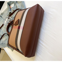 Sac fourre-tout à bandoulière pour femme en PU grande capacité avec fermeture éclair, tendance transfrontalière, à rayures verticales, coutures élégantes, luxe léger haut de gamme
