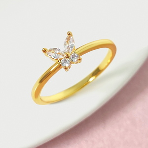 Trendy Korean <b>Rings</b> Bling Cubic Zirconia 18K Gold Plated Dainty Butterfly <b>Ring</b> for Girl - Product Image 2