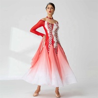 B-2058 Personnaliser nouvelle norme nationale moderne danse vêtements dégradé rouge et blanc robe de danse de salon à vendre