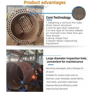 Caldera Generadora de Vapor Industrial Horizontal de Tres Pasos con Tubos Roscados, de Baja Presión, para Biomasa, Leña y Carbón, 200-2000KG - Product Image 4