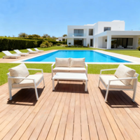 Ensemble de canapé de jardin extérieur en rotin d'aluminium moderne avec meubles durables et confortables imperméables